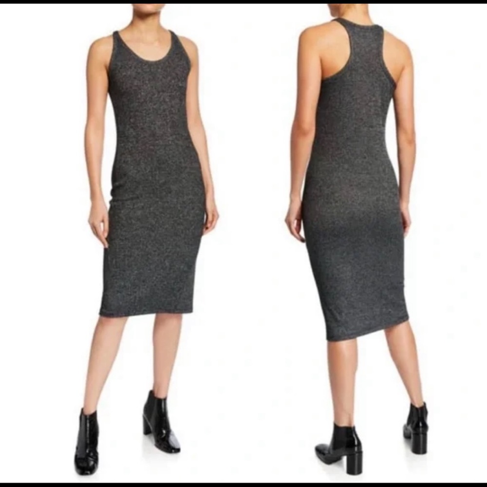 rag & bone Clara Torqued knit great racerback dress in Black Heather